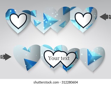 Template greeting card in the form of heart. Eps10 Vector illustration