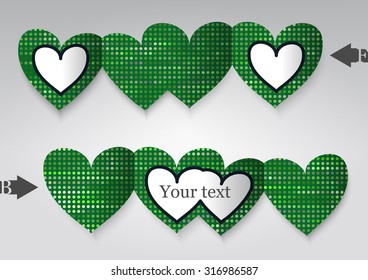 Template greeting card in the form of heart. Eps10 Vector illustration