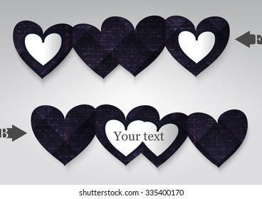 Template greeting card in the form of heart. Eps 10 Vector illustration. 