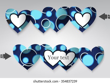 Template greeting card in the form of heart. Eps 10 Vector illustration. 