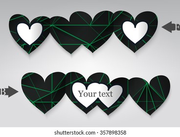 Template greeting card in the form of heart. Eps10 Vector illustration