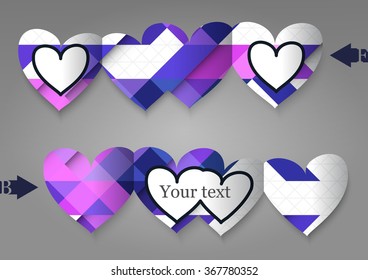 Template greeting card in the form of heart. Eps 10 Vector illustration