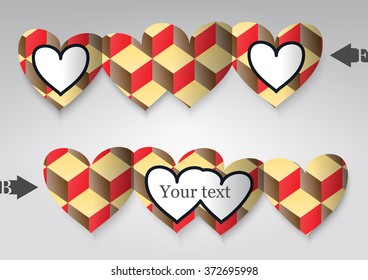 Template greeting card in the form of heart. Eps 10 Vector illustration