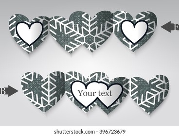 Template greeting card in the form of heart. Eps 10 Vector illustration