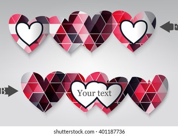 Template greeting card in the form of heart. Eps10 Vector illustration