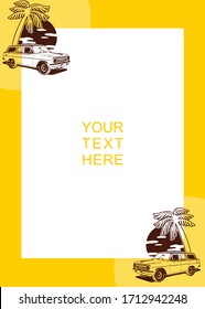 template greeting card gift with classic car background