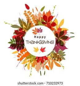 Template greeting card with a happy Thanksgiving, vector illustration