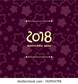 Template for greeting card. Holiday vector illustration with lettering on dark violet seamless star background. New year decoration.