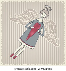 Template greeting card or invitation with Angel.