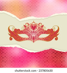 Template greeting card, invitation or a banner with a carnival mask.