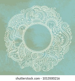 Template greeting card or invitation with decorative frame. Freehand drawing. Can be used for scrapbook, banner, print, etc.