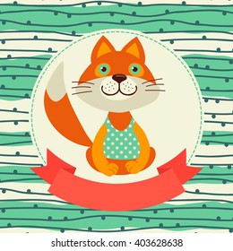 Template greeting card or invitation with fox