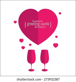 Template greeting card or invitation for holidays, anniversaries, parties, gala events. Love.