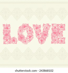 Template greeting card or invitation. Love.