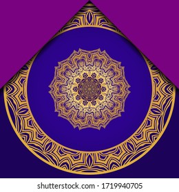 Tarjeta de felicitación de plantilla, invitación.Diseño Mandala. Ilustración vectorial.