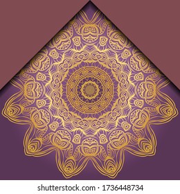 Tarjeta de felicitación de plantilla, invitación. Diseño de Mandala. Ilustración vectorial. 