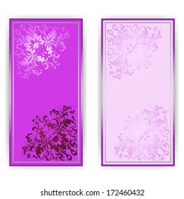 Template for greeting card, invitation with pattern, place for text. Pink color