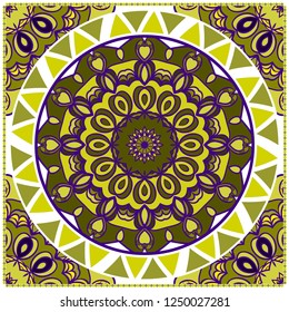 Template Greeting Card, Invitation With Space For Text. Mandala Design. Vector Illustration