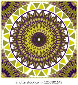 Template Greeting Card, Invitation With Space For Text. Mandala Design. Vector Illustration