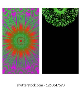 Template greeting card, invitation with space for text. Mandala design. Vector illustration.