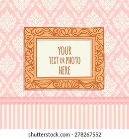Template greeting card or invitation. Vintage frame. Template for text or photo.