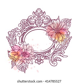 Template greeting card or invitation. Vintage frame. Template for text or photo
