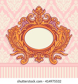 Template greeting card or invitation. Vintage frame. Template for text or photo