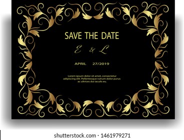 Template greeting card or invitation for wedding, birthday, anniversary, celebration . Vector.