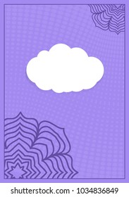Template for greeting card with lace element. purple color vector illustration.