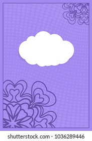 Template for greeting card with lace element. purple color vector illustration.