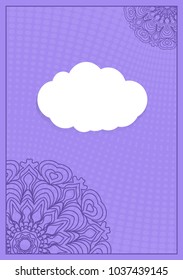 Template for greeting card with lace element. purple color vector illustration.