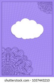Template for greeting card with lace element. purple color vector illustration.
