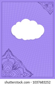 Template for greeting card with lace element. purple color vector illustration.