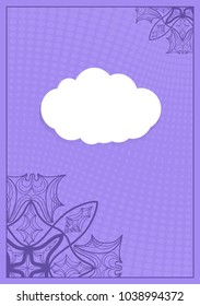 Template for greeting card with lace element. purple color vector illustration.