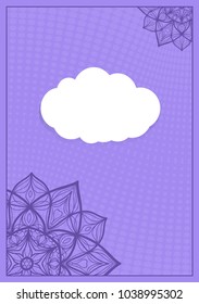 Template for greeting card with lace element. purple color vector illustration.