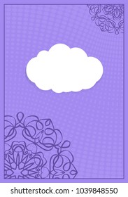 Template for greeting card with lace element. purple color vector illustration.