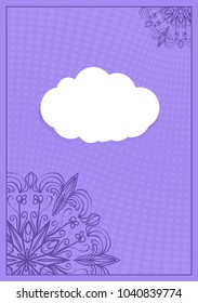 Template for greeting card with lace element. purple color vector illustration.