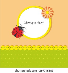 Template greeting card with ladybug