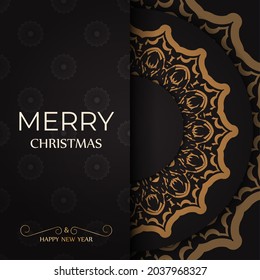 Template Greeting card Merry Christmas and Happy New Year white color with winter ornament.