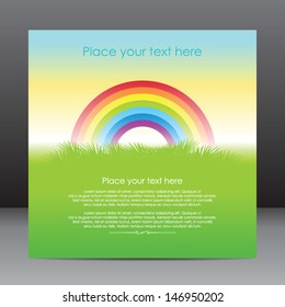 Template of greeting card with  rainbow