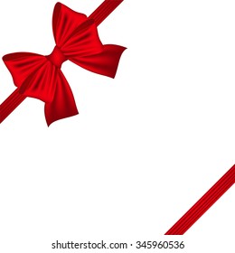 Template greeting card with a red bow