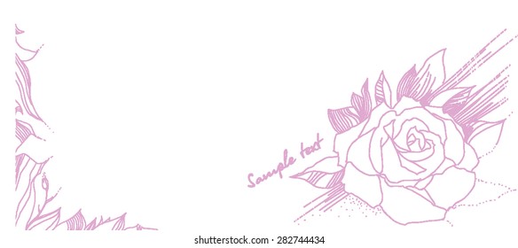 Template greeting card with rose
