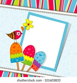 Tarjeta de saludo de plantilla, ilustración vectorial de scrapbook