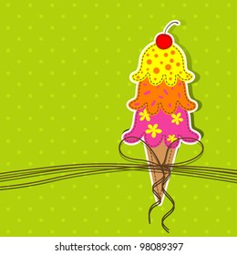 Tarjeta de saludo de plantilla, ilustración vectorial de scrapbook