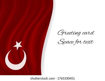 Template greeting card to a state holiday with Turkish national symbols - Vector flag with a star and crescent.