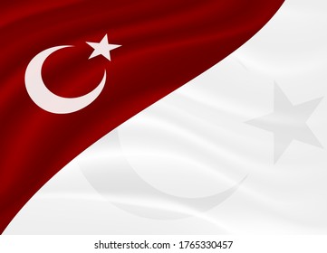 Template greeting card to a state holiday with Turkish national symbols - Vector flag with a star and crescent.