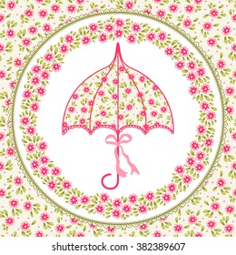 Template greeting card with umbrella