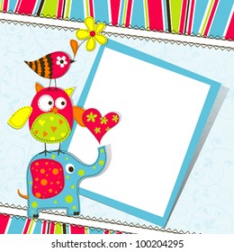 Template greeting card, vector scrap illustration.