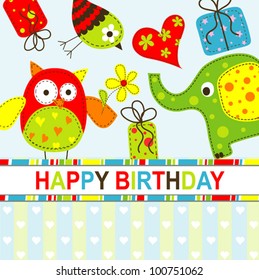 Template greeting card, vector scrap illustration