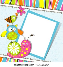 Template greeting card, vector scrap illustration